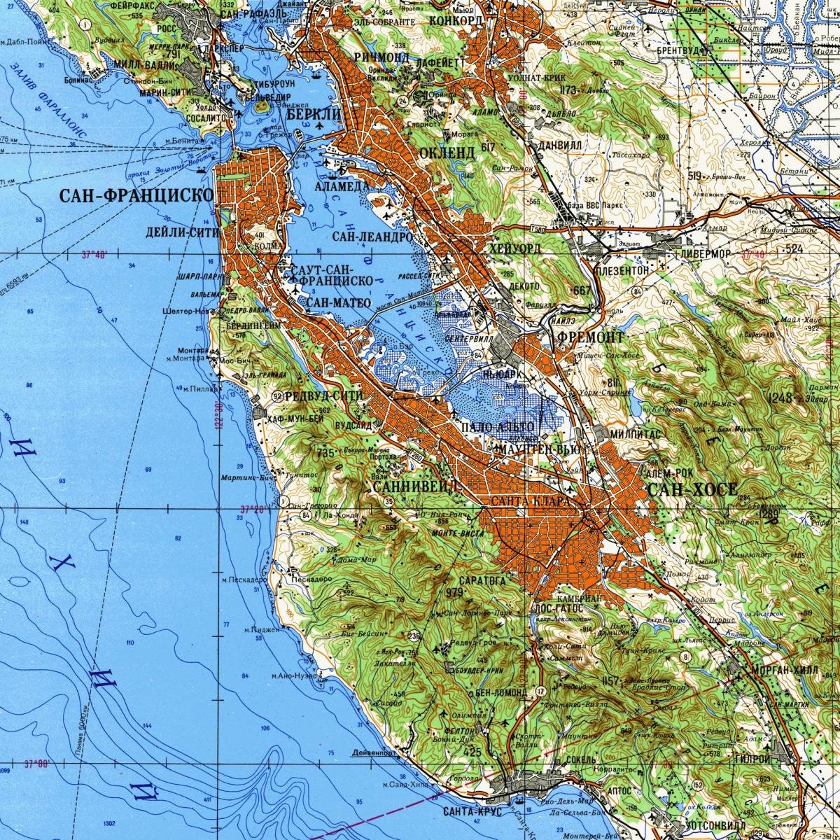 San Francisco bay area topographic ramani
