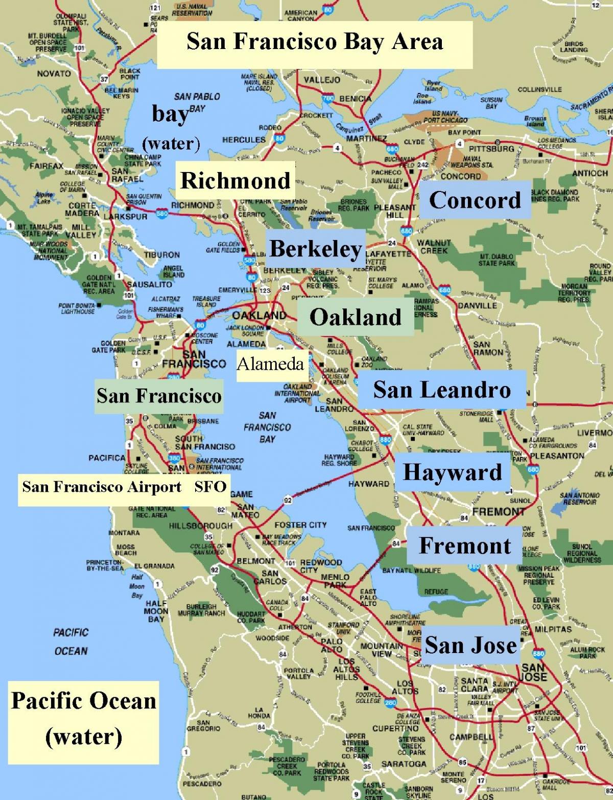 ramani ya San Francisco eneo la california