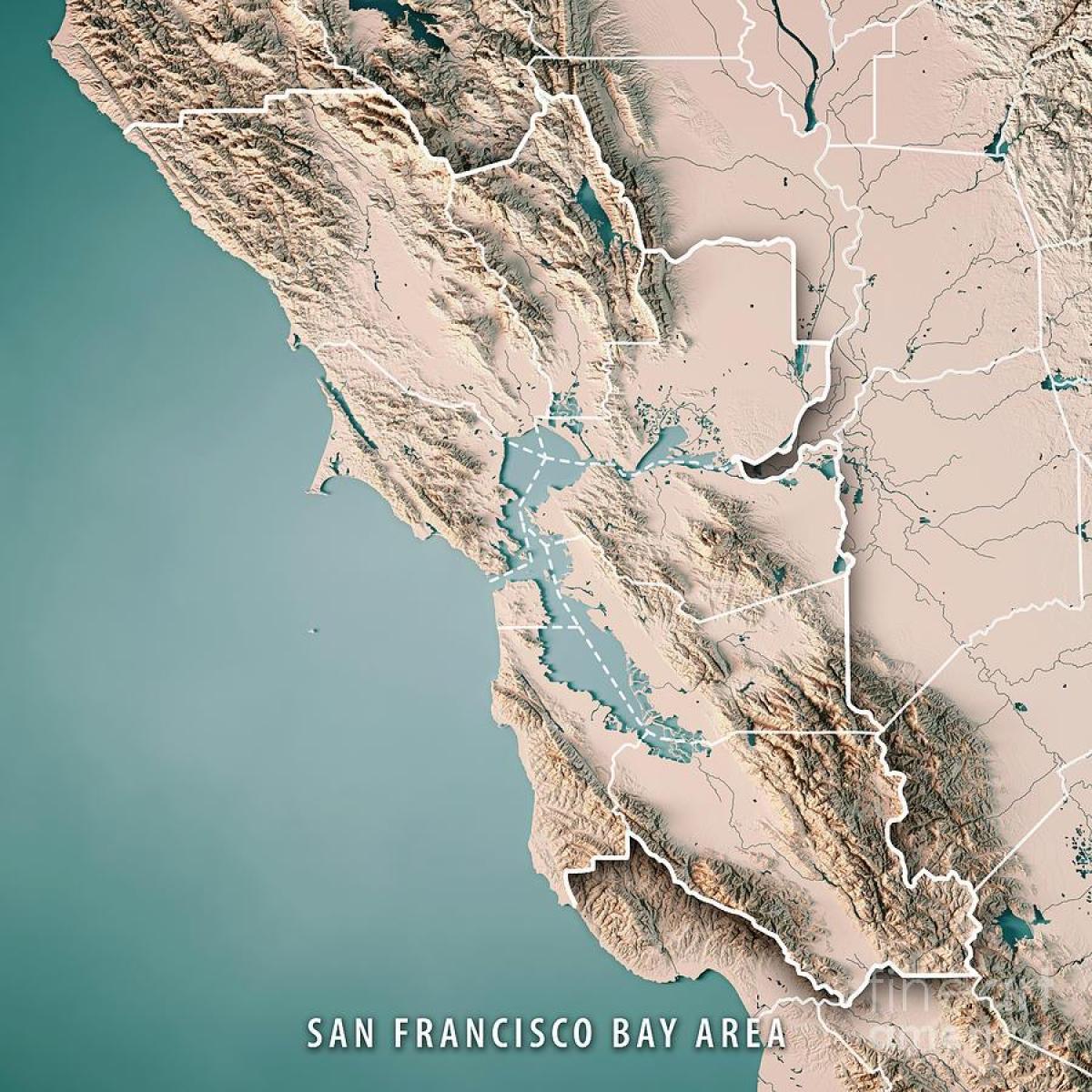 Ramani ya San Francisco bay topographic 