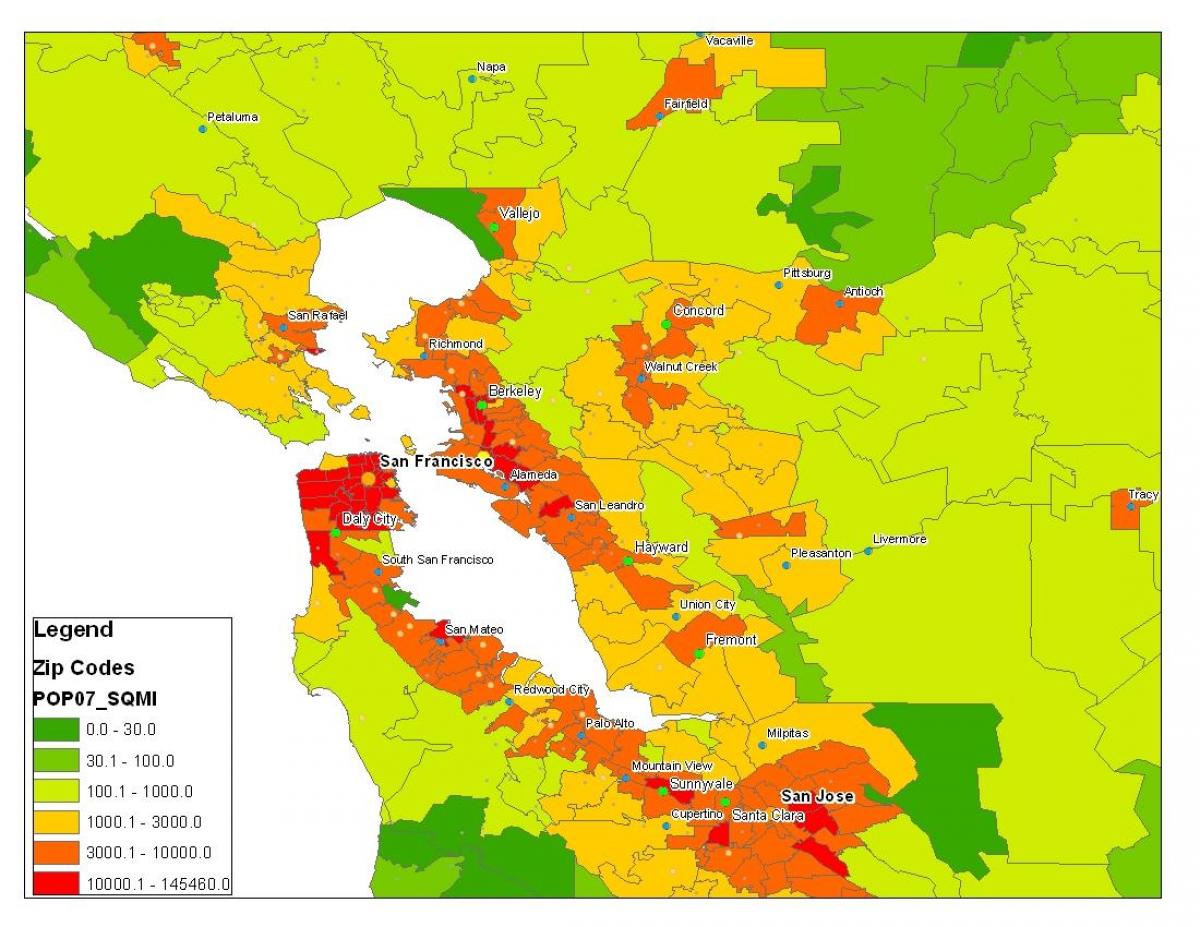 Ramani ya San Francisco idadi ya watu