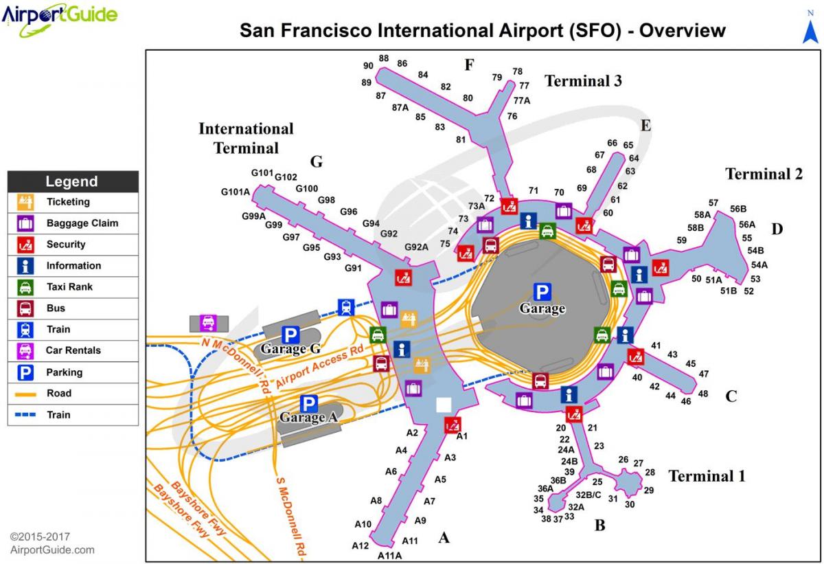 San Francisco kimataifa terminal ramani